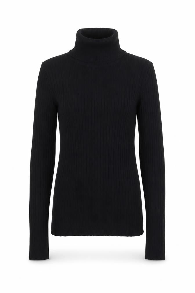 Front view of Primark women’s black roll neck viscose jumper size 2xs