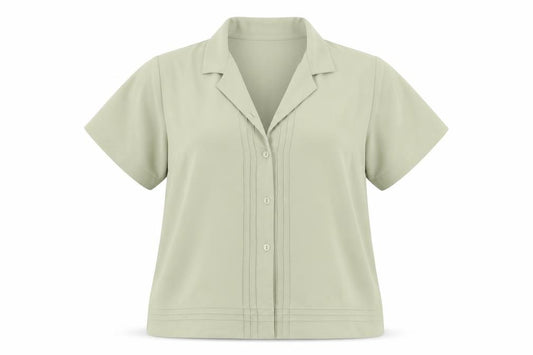 Front view of Berkertex women’s green polyester basic button-up, size UK 16, collared