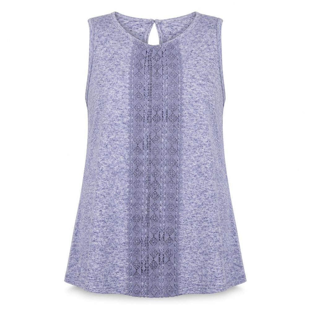 Front view of F&F women’s blue polyester basic blouse, size UK 12, round neck