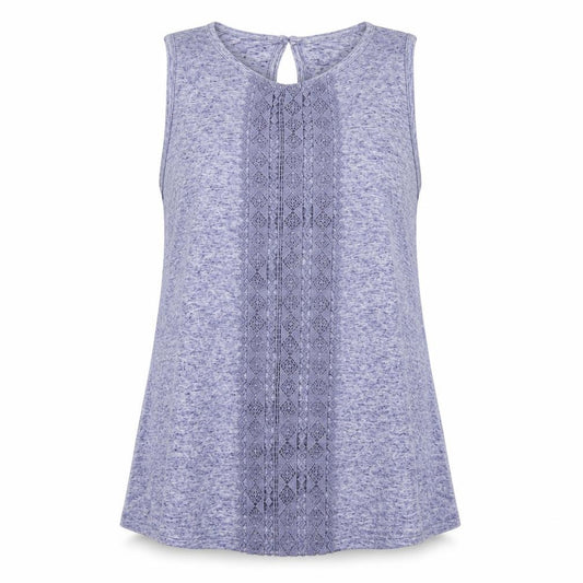 Front view of F&F women’s blue polyester basic blouse, size UK 12, round neck