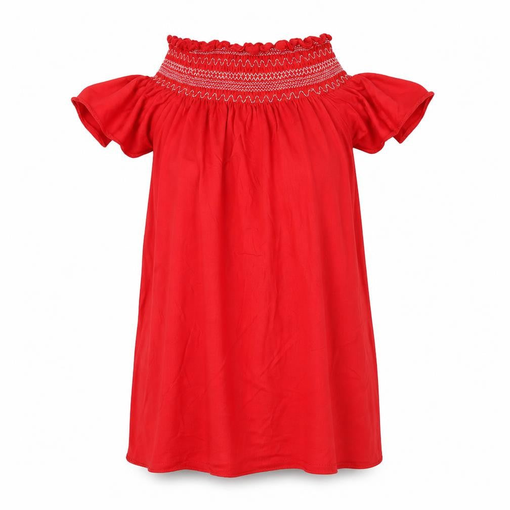 Front view of New Look women’s red modal shift, size S, square neck
