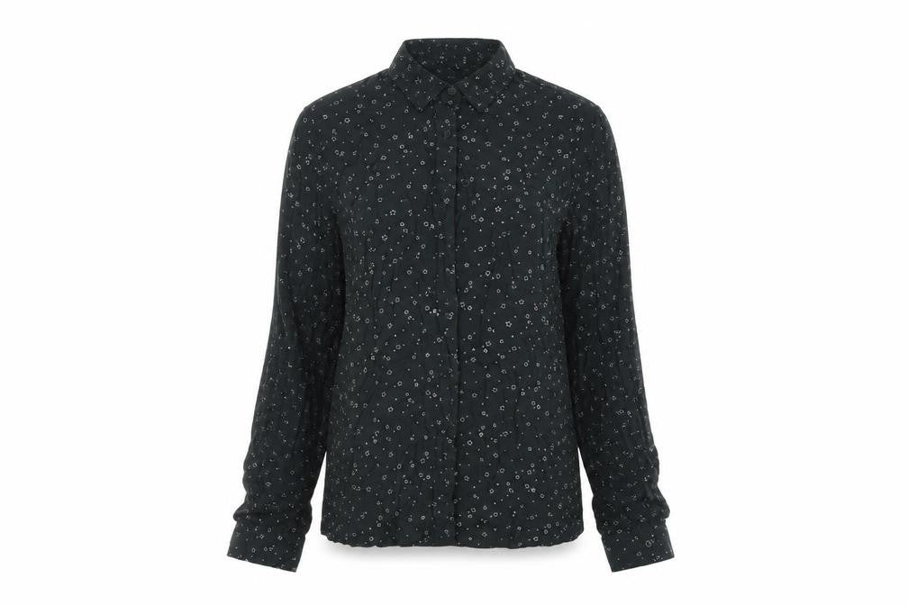 Front view of Pull&Bear women’s green viscose basic button-up, size XS, collared