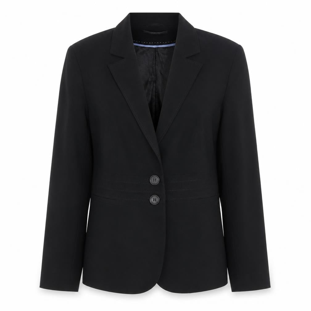 Front view of South women’s black polyester jacket suit jacket, size UK 10