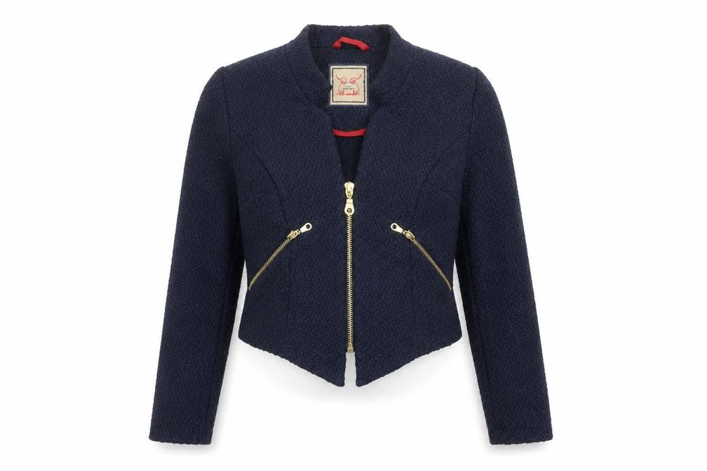 Front view of New Look women’s blue jacket, size UK 10