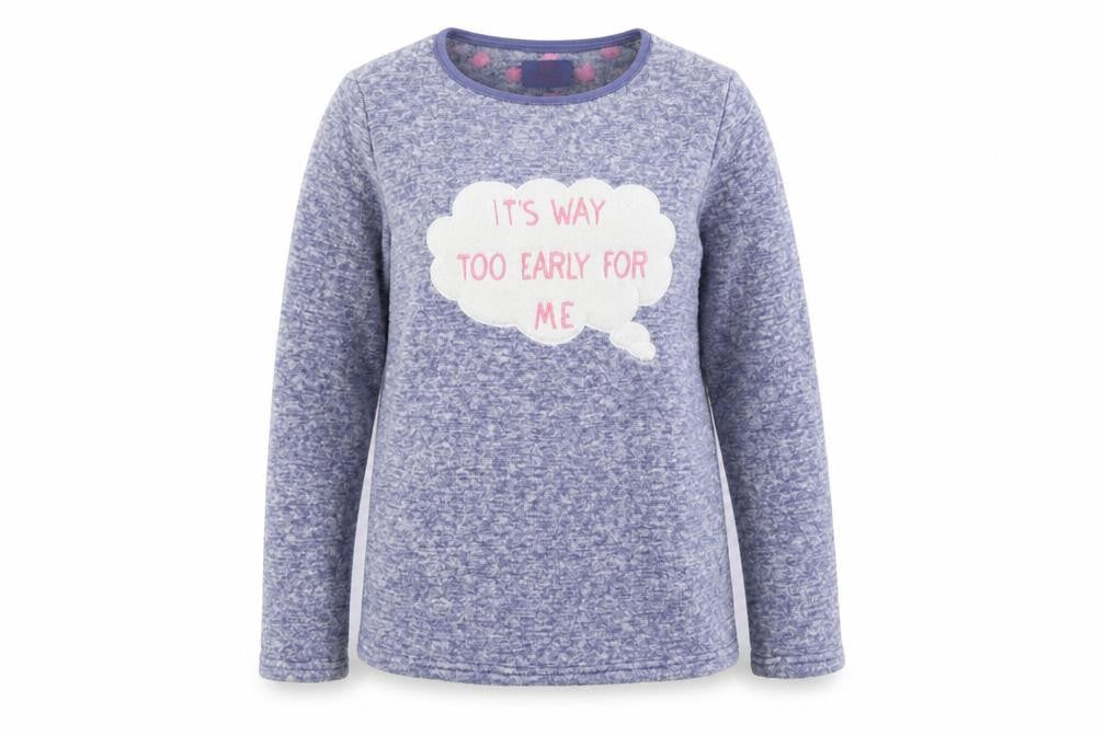 Front view of YD girls’ blue solid polyester top pyjama top, size 13-14, years