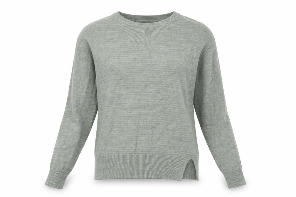 Front view of Next women’s green crew neck viscose jumper, size UK 6