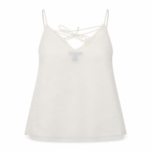 New Look Womens White   Camisole Blouse Size 8 V-Neck - Lace up detail to back