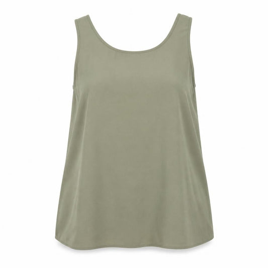 Front view of Atmosphere women’s green polyester basic blouse, size UK 10, round neck