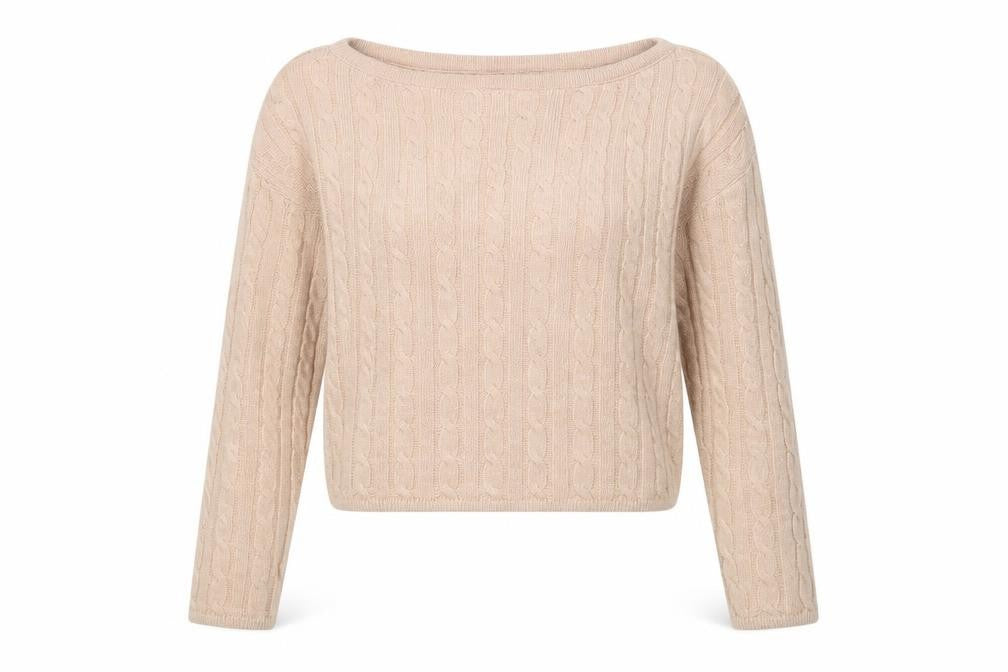 Front view of Lasula women’s pink round neck acrylic jumper, size S