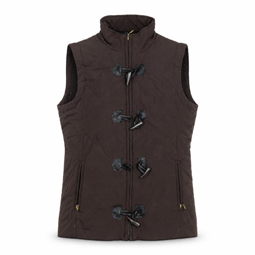 Front view of Dash women’s brown gilet jacket, size UK 10