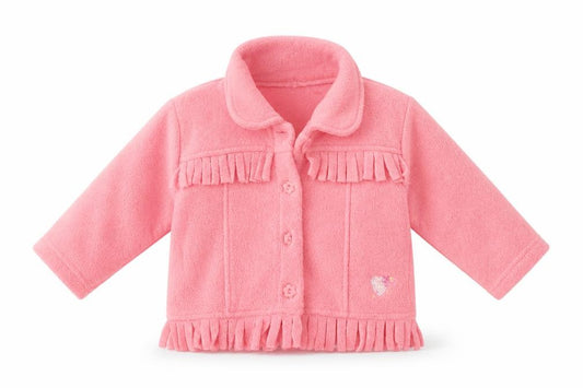 Front view of Mothercare Baby Pink Polyester Cardigan Jumper, size 3-6, Months