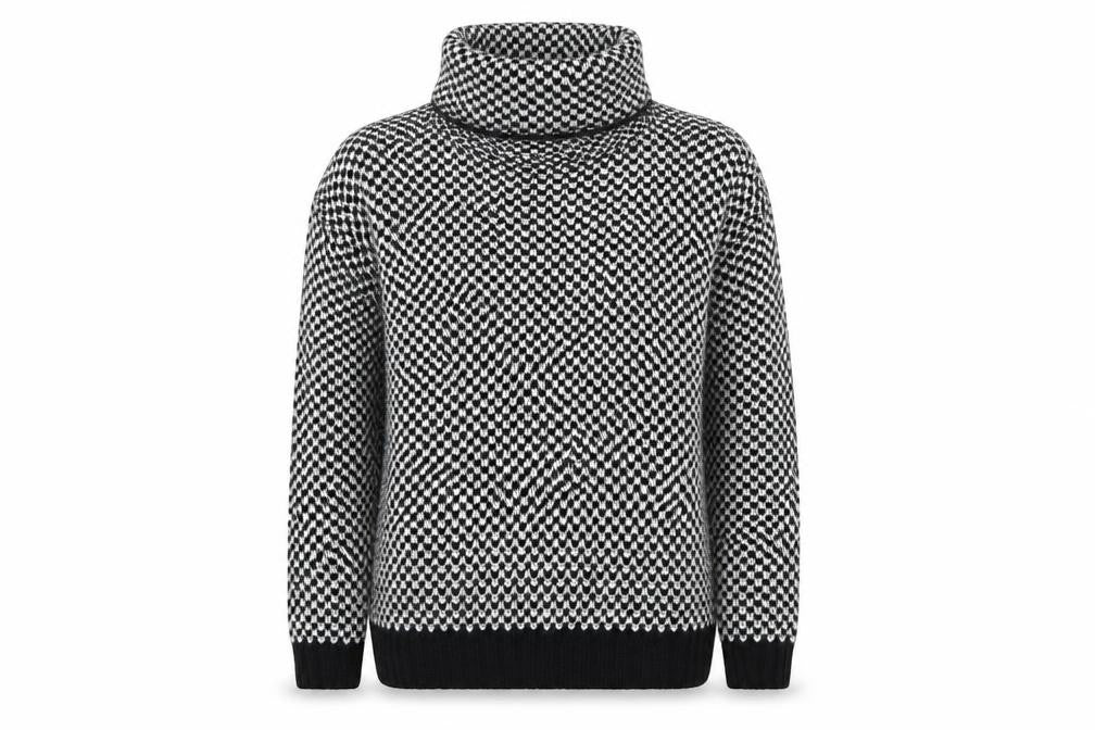 Front view of New Look women’s multicoloured roll neck acrylic jumper, size M