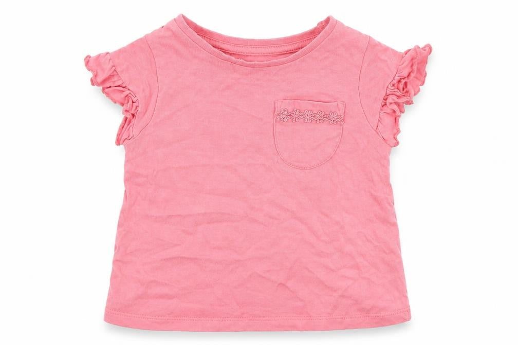Nutmeg Girls Pink  Cotton Basic T-Shirt Size 12-18 Months Round Neck