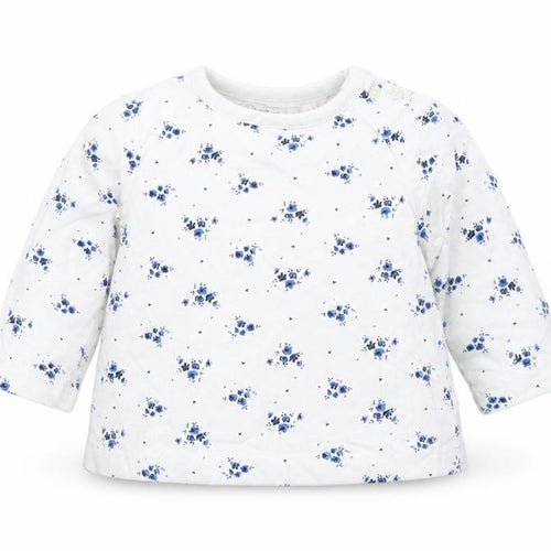 M&Co Girls White Floral Cotton Pullover Jumper Size 0-3 Months