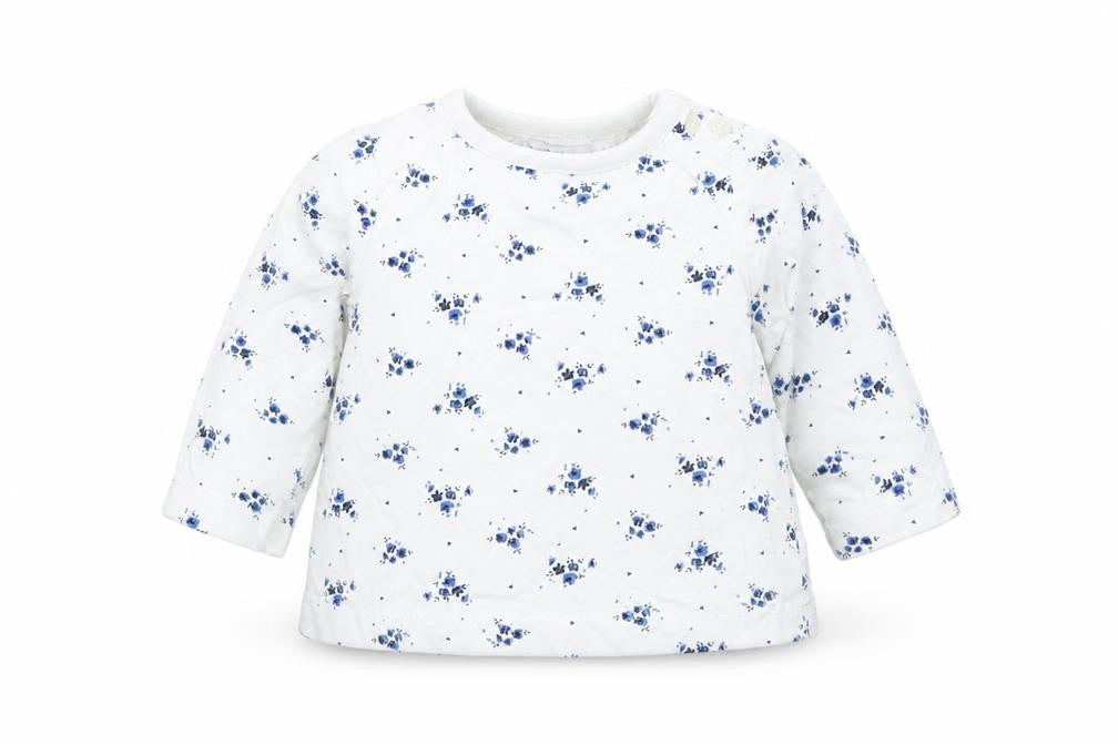 M&Co Girls White Floral Cotton Pullover Jumper Size 0-3 Months