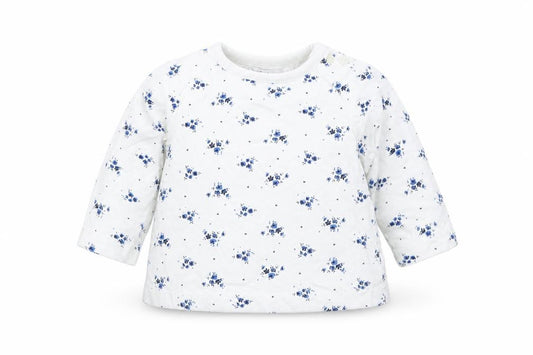 Front view of M&Co girls’ white floral cotton jumper, size 0-3, months