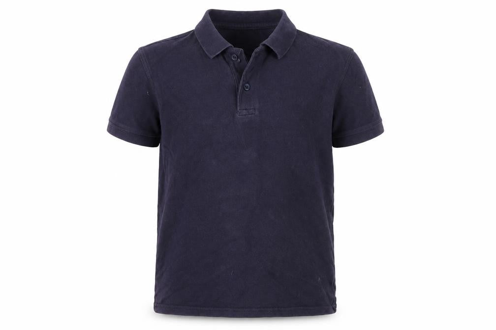 Front view of George boys’ blue cotton basic polo, size 10-11, years collared