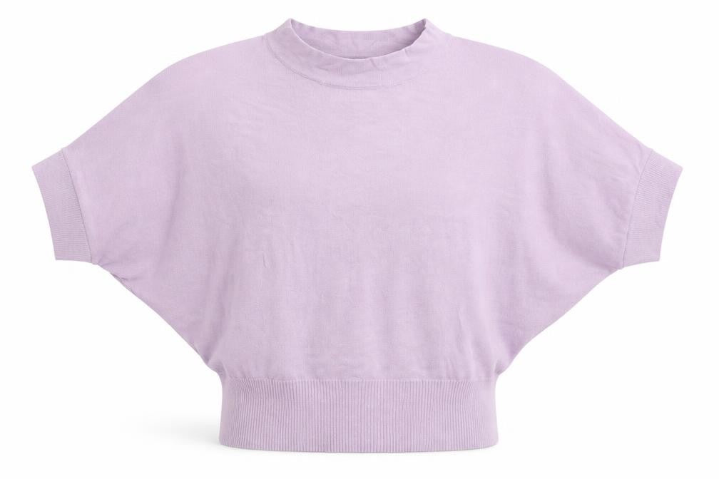 Front view of Amisu women’s purple basic t-shirt, size S, round neck