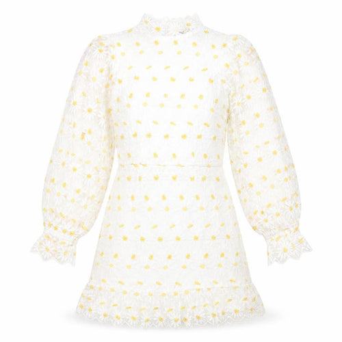 Boohoo Womens White Floral Polyester Fit & Flare  Size 6  Mock Neck