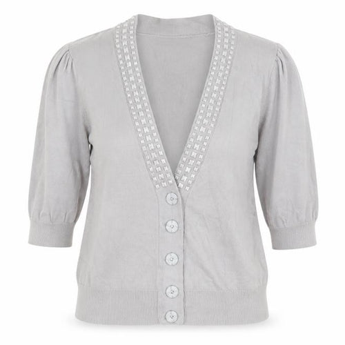 Et Vous Womens Grey V-Neck  Viscose Cardigan Jumper Size 14