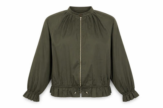 Front view of H&M women’s green jacket coatigan, size UK 12