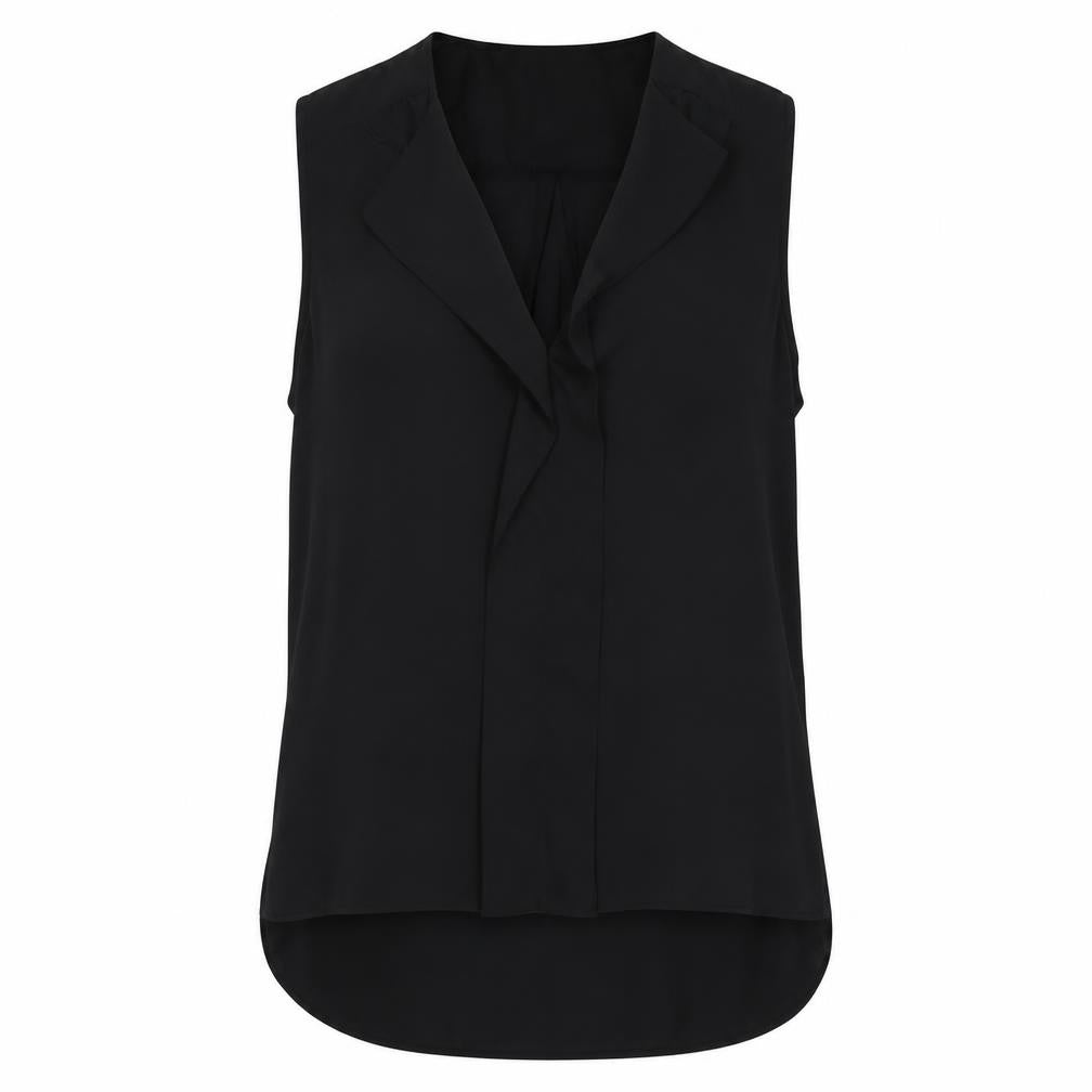 Front view of Primark women’s black polyester basic blouse, size UK 12, v-neck