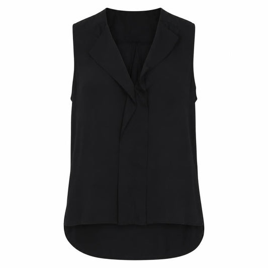Front view of Primark women’s black polyester basic blouse, size UK 12, v-neck
