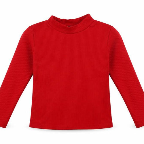 F&F Girls Red Mock Neck  Viscose Pullover Jumper Size 3-4 Years