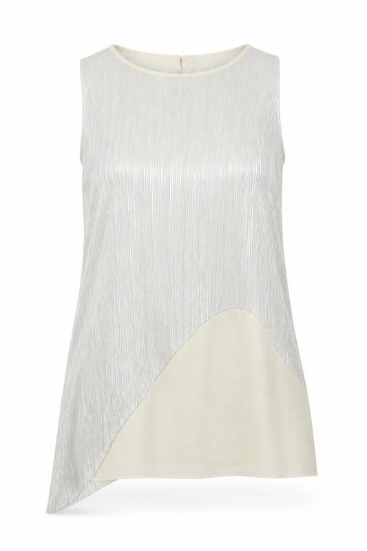 Front view of Next women’s silver polyester basic blouse, size UK 10, round neck