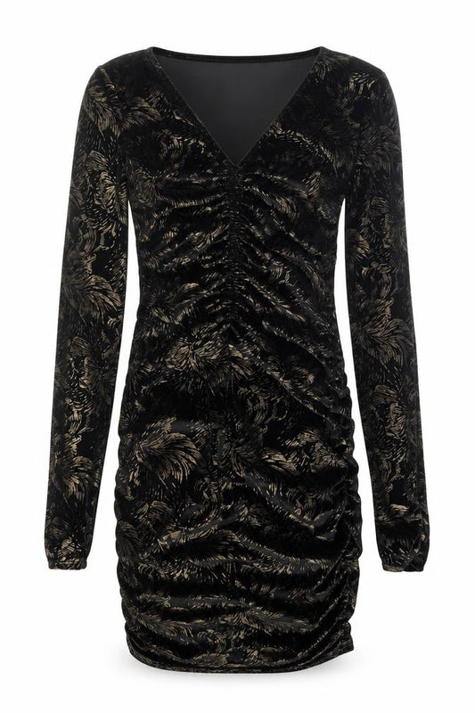 Front view of New Look women’s multicoloured floral polyester mini, size UK 8, v-neck
