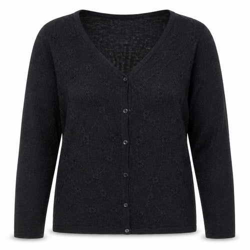 Soon Womens Black V-Neck  Viscose Cardigan Jumper Size S