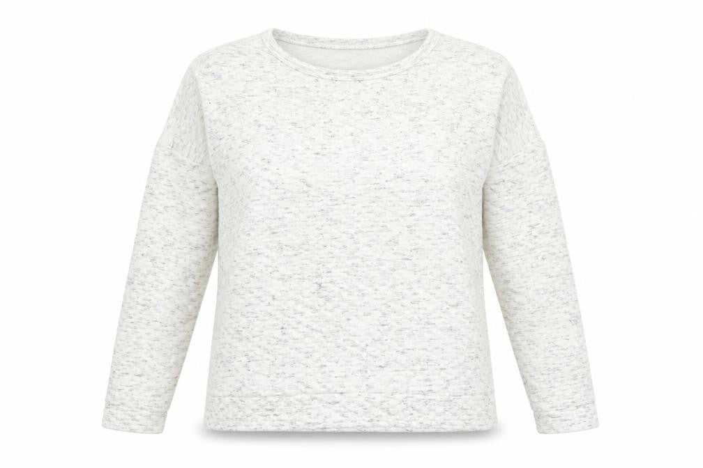 Front view of Select women’s white round neck polyester jumper, size UK 18