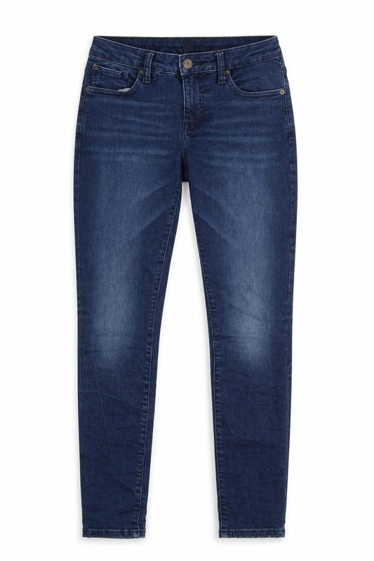 Front view of Gap women’s blue cotton skinny jeans, size UK 26, 26-inch leg regular