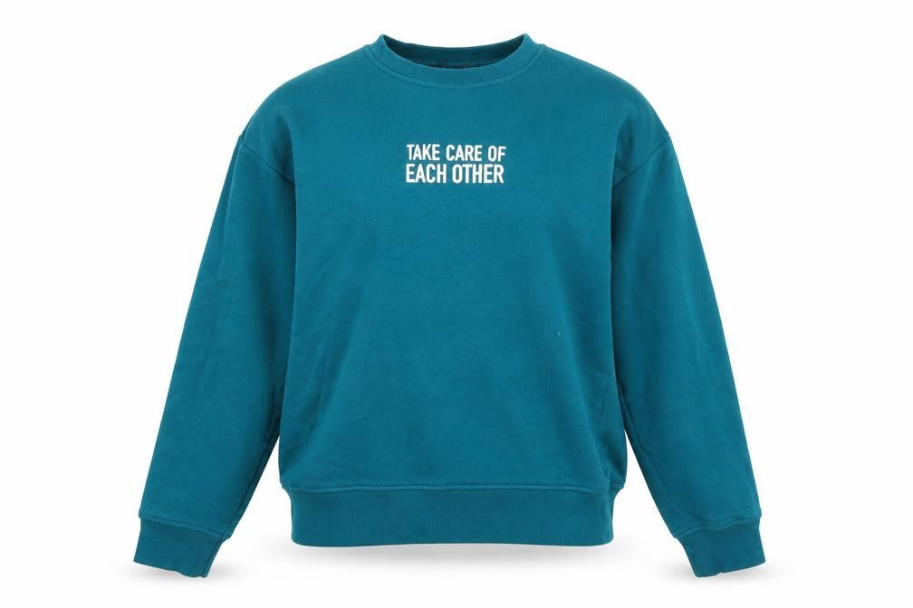Front view of Primark women’s green polyester pullover sweatshirt, size XS