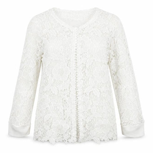 Quiz Womens White Round Neck Floral Polyester Cardigan Jumper Size 8