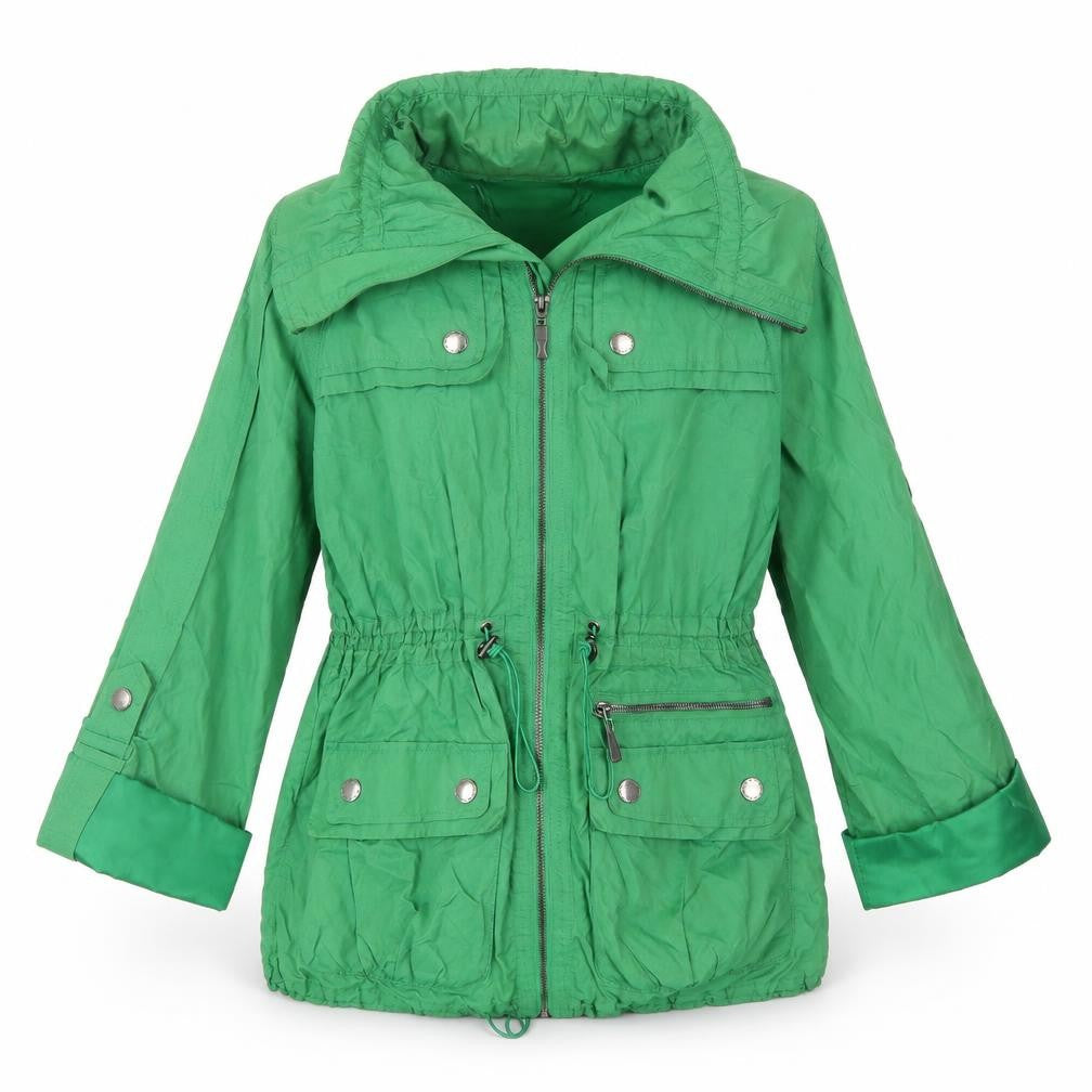 Front view of RJR.John Rocha women’s green overcoat coat, size UK 8
