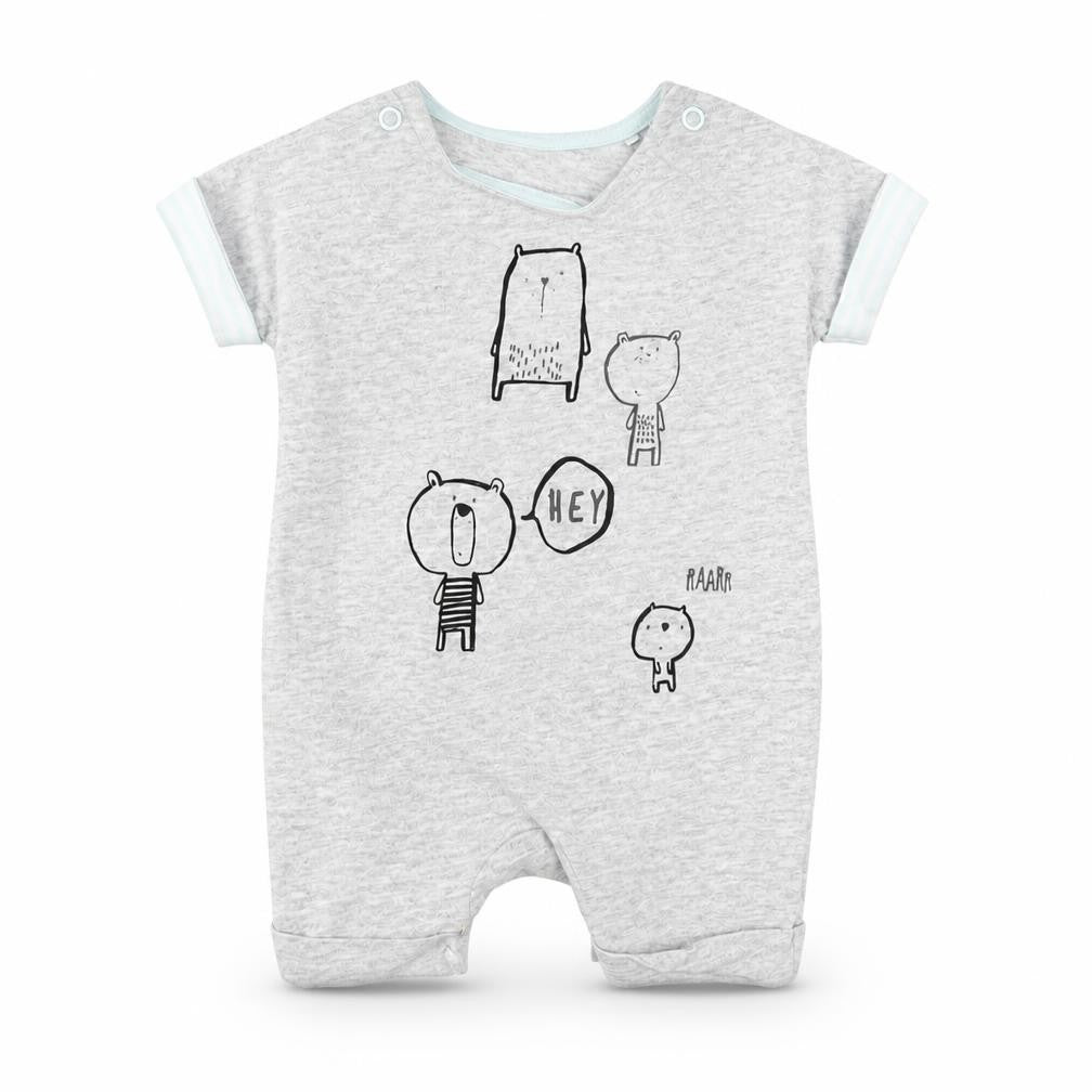Mothercare Baby Grey Animal Print Cotton Babygrow One-Piece Size Newborn   - BEAR