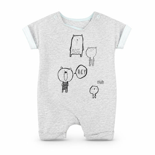 Mothercare Baby Grey Animal Print Cotton Babygrow One-Piece Size Newborn   - BEAR