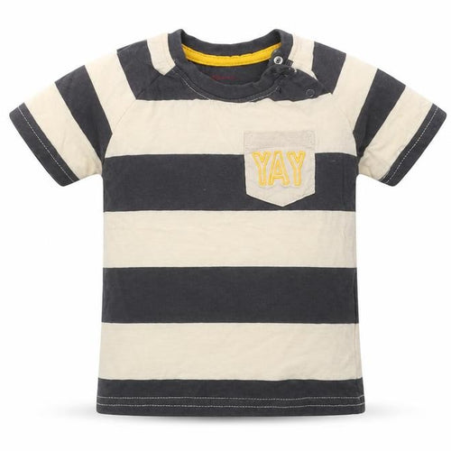Primark Boys Multicoloured Striped Cotton Basic T-Shirt Size 6-9 Months Crew Neck  - YAY