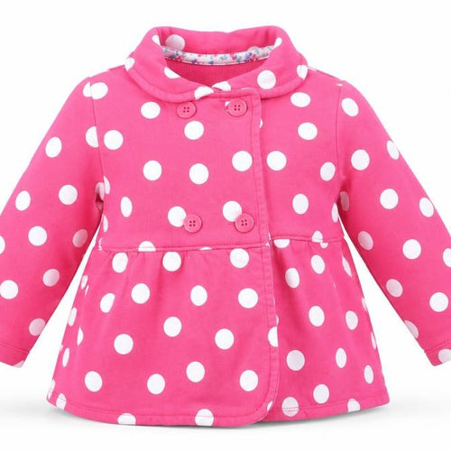 Carter's Girls Pink Polka Dot  Overcoat Coat Size 18 Months   Button - White Polka Dots