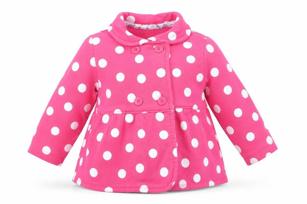 Carter's Girls Pink Polka Dot  Overcoat Coat Size 18 Months   Button - White Polka Dots
