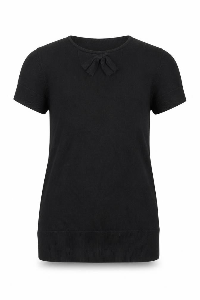 Nightingales Girls Black  Viscose Basic T-Shirt Size 14 Years Round Neck