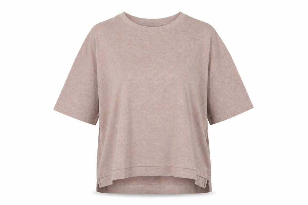 Front view of Primark women’s beige round neck polyester jumper, size UK 14