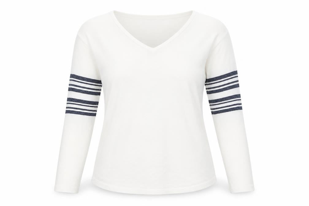 Front view of ASOS women’s white v-neck polyester jumper, size UK 10