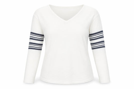 Front view of ASOS women’s white v-neck polyester jumper, size UK 10