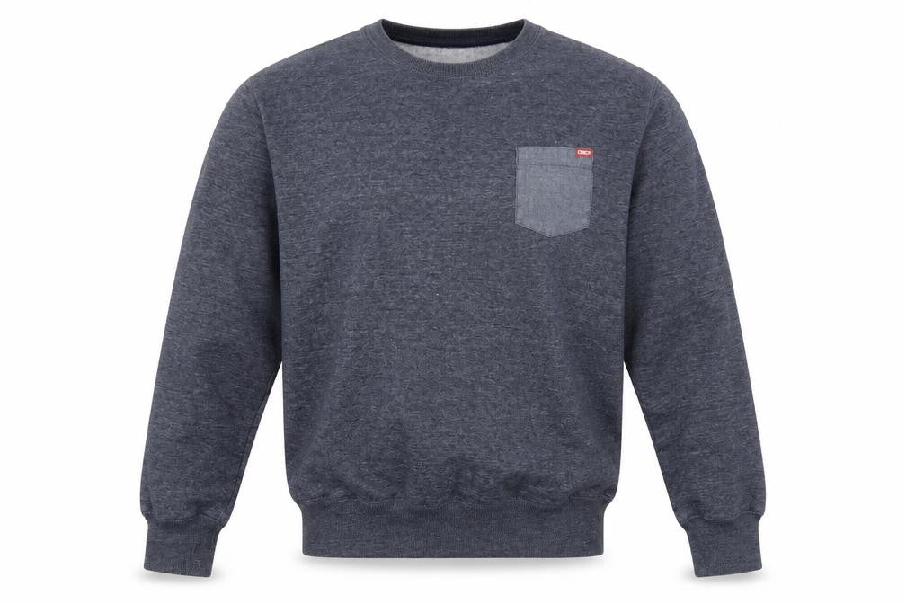 Front view of Cinch men’s blue round neck polyester jumper, size L
