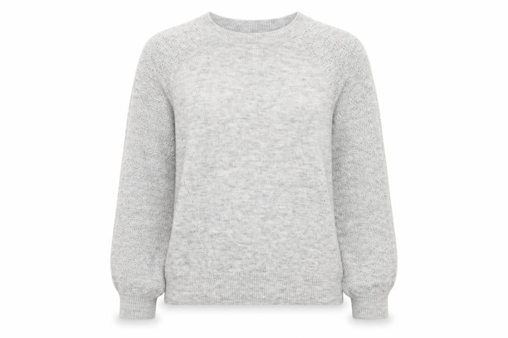 Front view of Papaya women’s grey collared acrylic jumper, size M