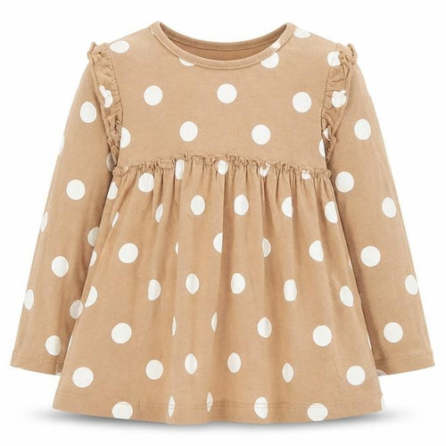 George Girls Brown Polka Dot Cotton Shift  Size 2-3 Years  Round Neck