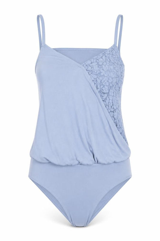 Front view of Next women’s blue polyester bodysuit one-piece, size UK 12