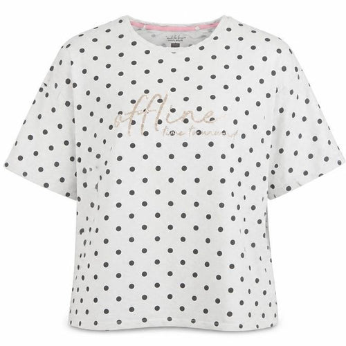 F&F Womens White Polka Dot Cotton Top Pyjama Top Size 12